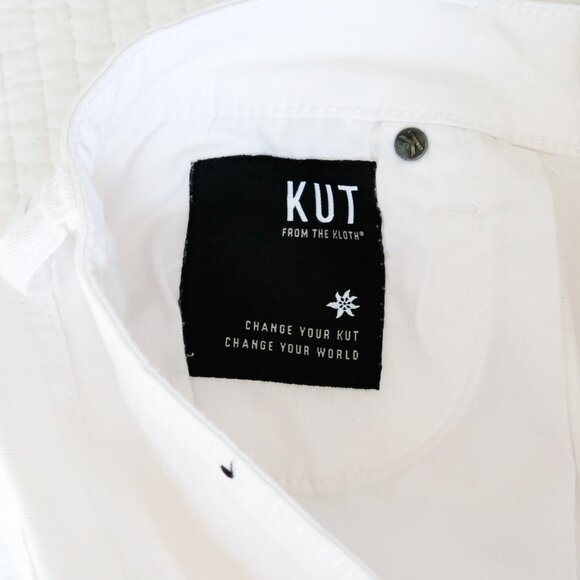 Kut From The Kloth Gidget Fray White Denim Shorts Raw Hem Stretch Size 2 - Picture 3 of 7